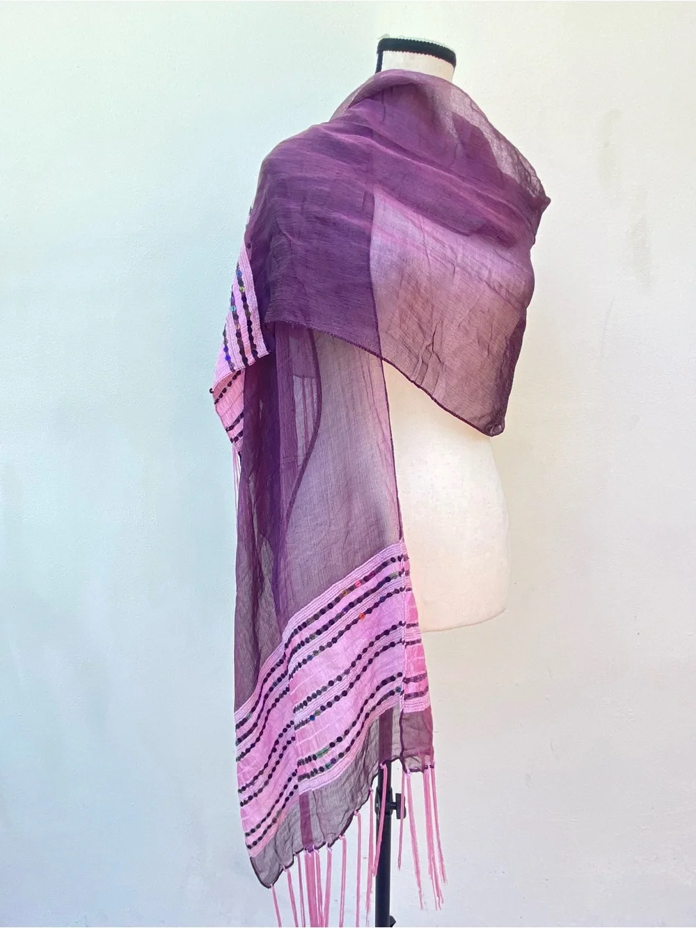 Fairy Purple & Pink Sequin Fringe Scarf